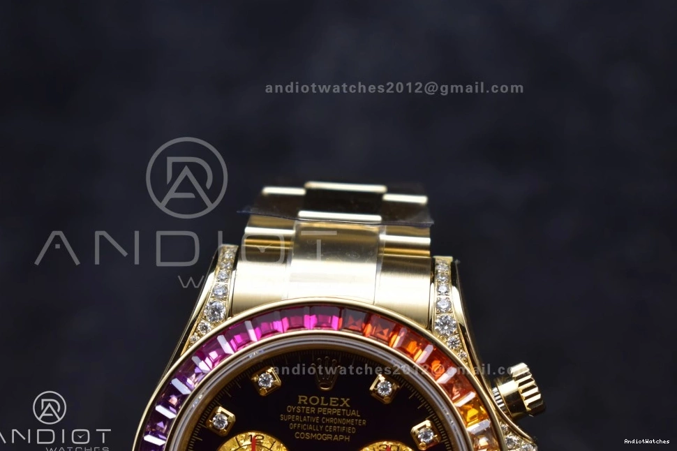 779 Edition Diamonds on Dial SH ZF Black Bracelet Rainbow Daytona 1:1 116598RBOW Timeless YG Best 0124